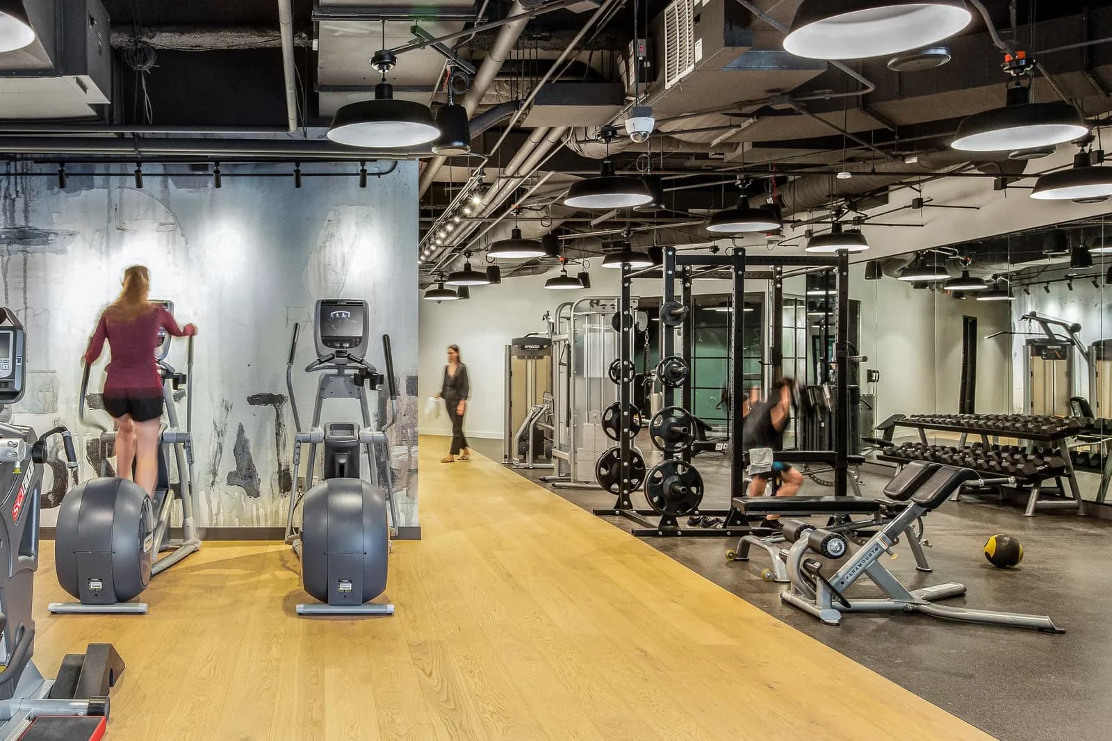 The fitness center in the building
